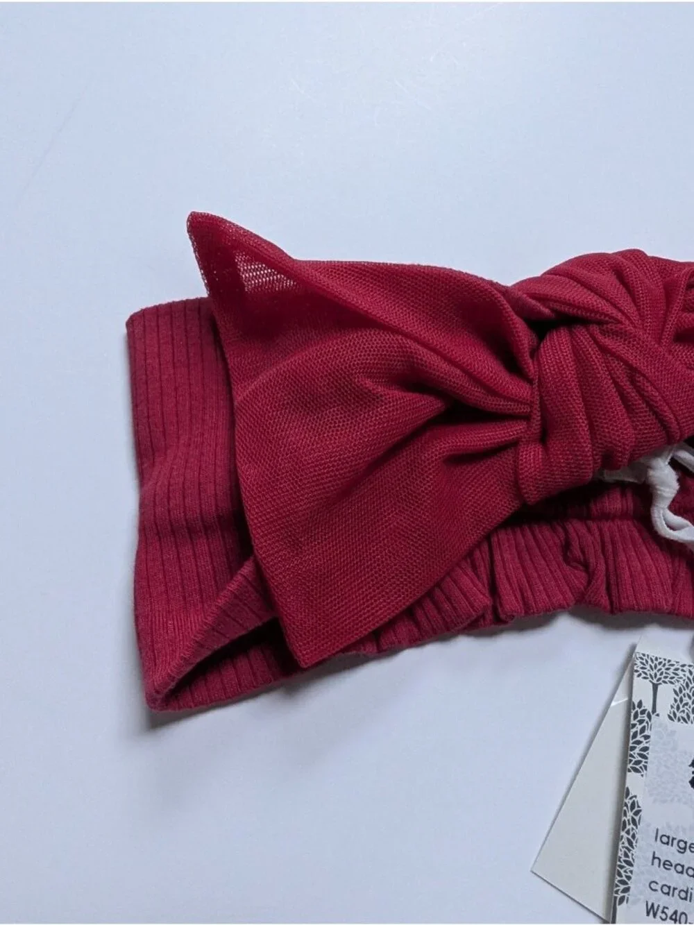 Kate Quinn Organic Cotton Large Tulle Bow Elastic Headband Cardinal Red XXXL